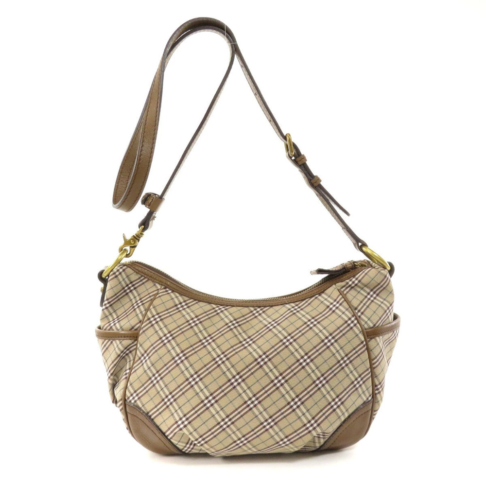 Burberry Blue Shoulder Bag Label Canvas